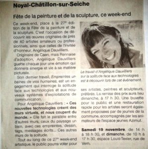 Ouest France - Angélique Dauvilliers expose à Noyal Châtillon sur Seiche